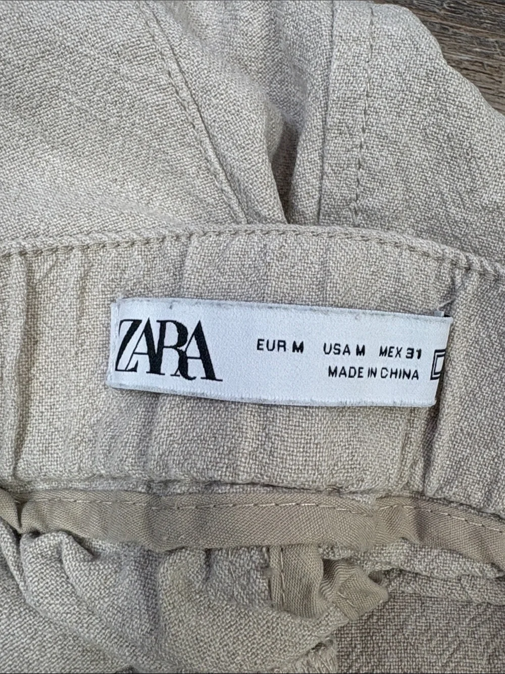 Zara Linen Blend Drawstring Jogger Pants Beige Men’s Medium